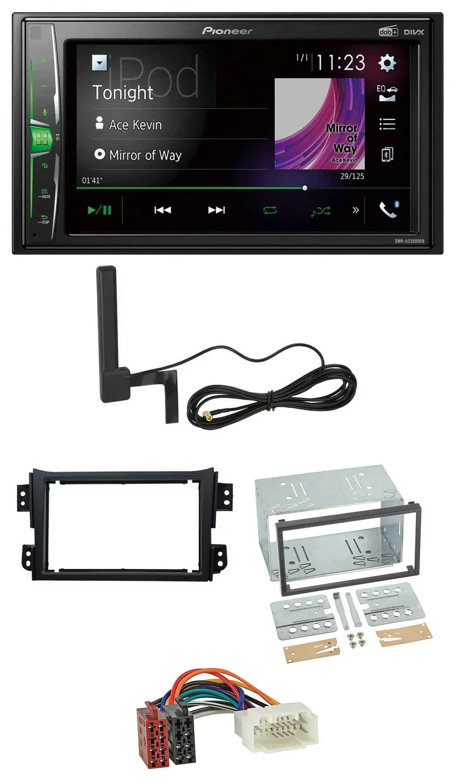 Pioneer MP3 DAB AUX 2DIN Bluetooth Autoradio für Opel Agila B Suzuki Splash 2008