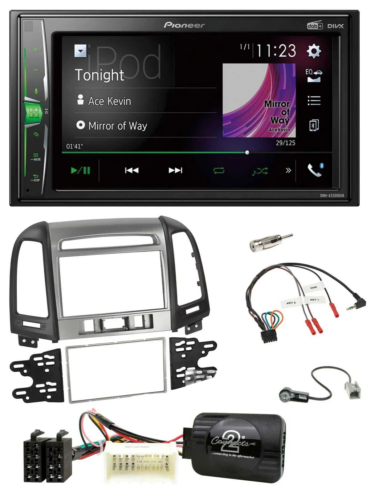 Pioneer 2DIN Lenkrad DAB USB Bluetooth Autoradio für Hyundai Santa Fe 3 Schalter