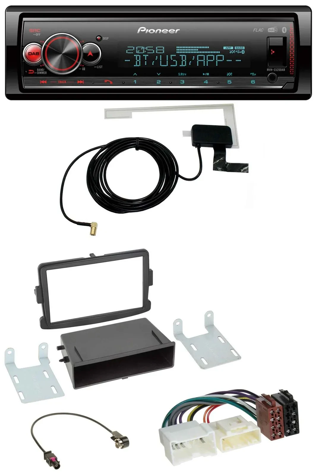 Pioneer Bluetooth DAB USB MP3 Autoradio für Dacia Dokker, Duster, Lodgy