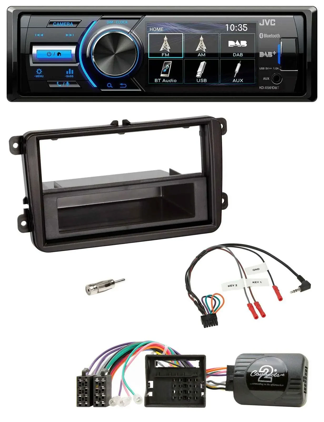 JVC Bluetooth Lenkrad USB DAB Autoradio für Skoda Fabia 5J 2007-2014