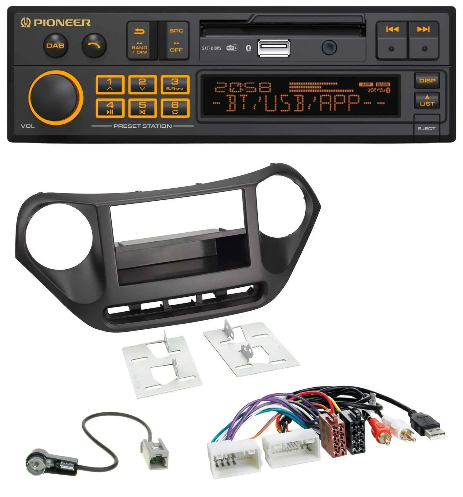 Автомагнитола для Hyundai i10 (с 2013) Pioneer DAB MP3 USB Bluetooth AUX