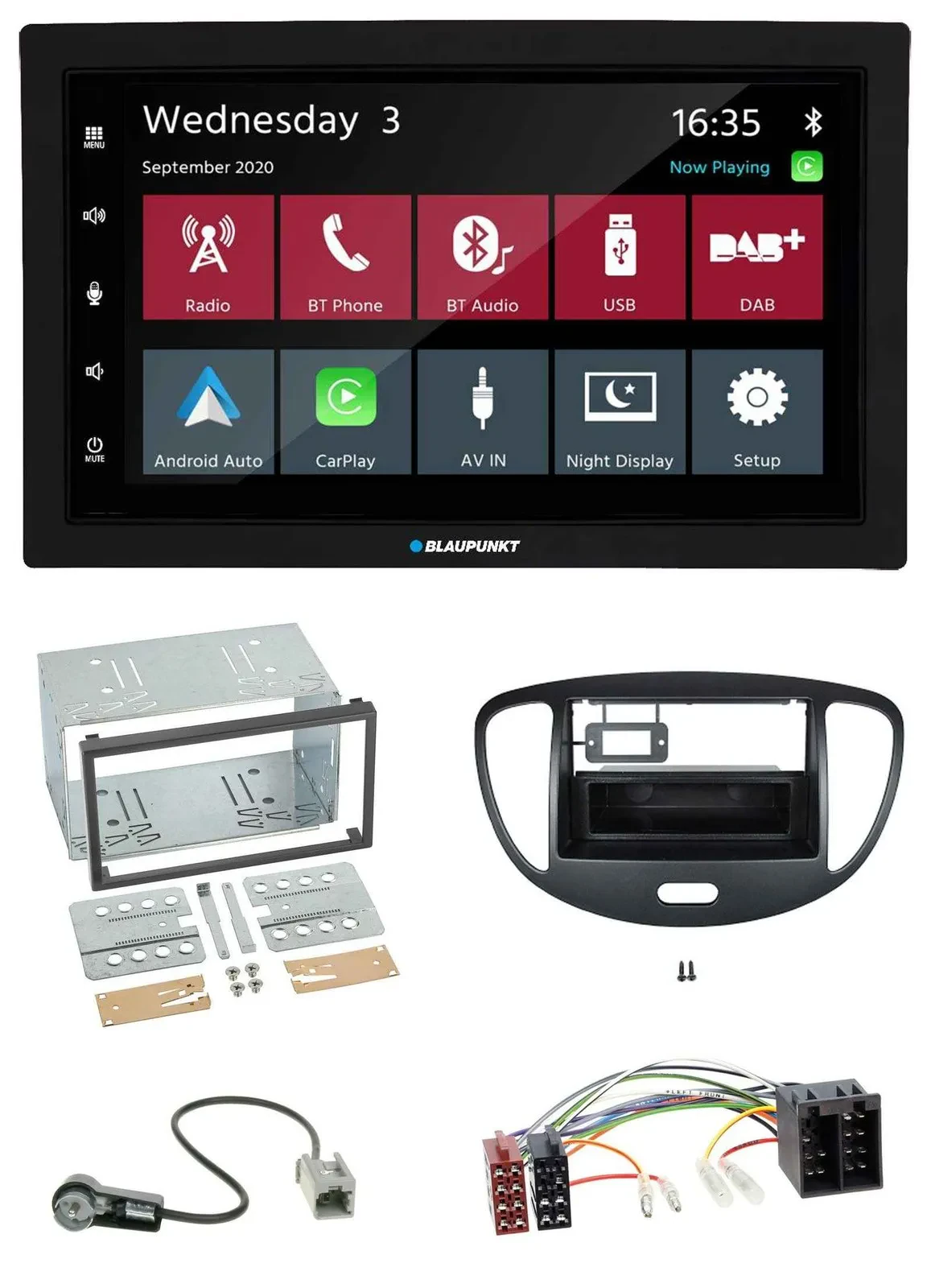 Blaupunkt 2DIN MP3 USB Bluetooth DAB Autoradio für Hyundai i10 2008-2013 schwarz