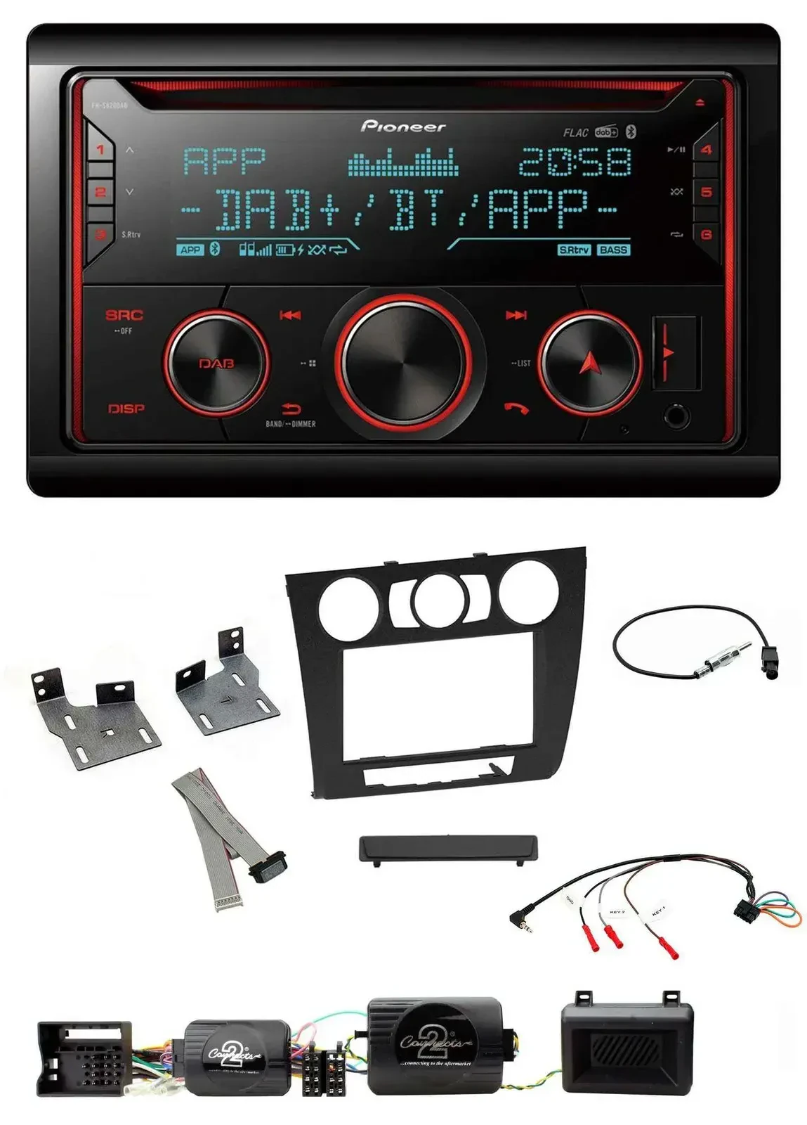 Автомагнитола Pioneer 2-DIN DAB Bluetooth USB CD для BMW 1 Series, совместима с PDC, поддержка управления на руле