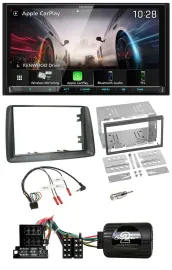 Kenwood Lenkrad 2DIN USB DAB Bluetooth Autoradio für Fiat Panda 2004-2007 grau