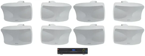 Настенная акустика JBL WET-44 PRO White с усилителем (8 штук)