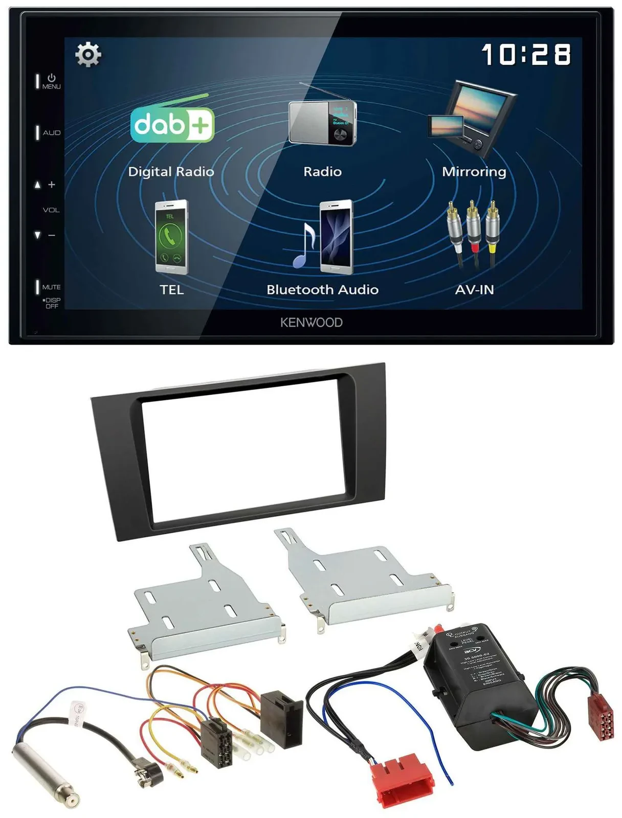 Kenwood 2DIN Bluetooth MP3 USB DAB Autoradio für Audi A4 B5 99-01 Symphony Bose