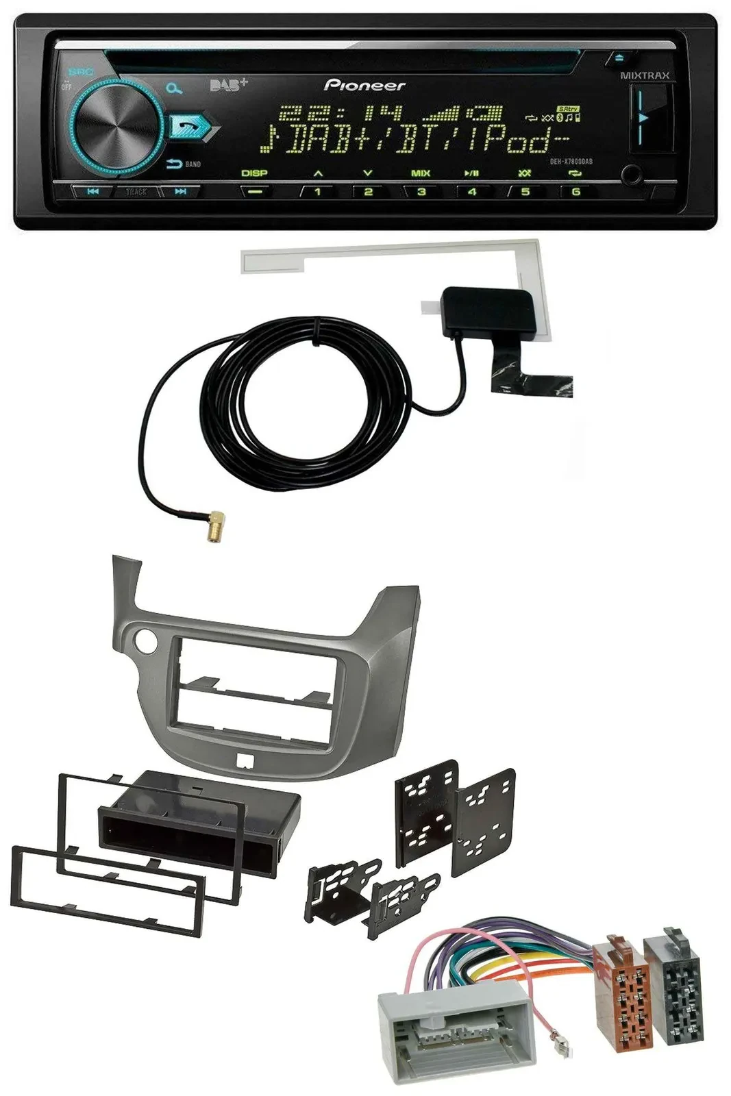 Автомагнитола для Honda Jazz (с 2009) Pioneer CD/MP3, USB, AUX, DAB, серебристая