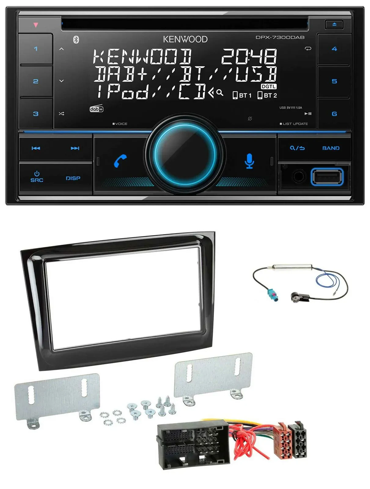 Kenwood CD 2DIN DAB USB MP3 Bluetooth Autoradio für Fiat Doblo ab 2015 piano sch