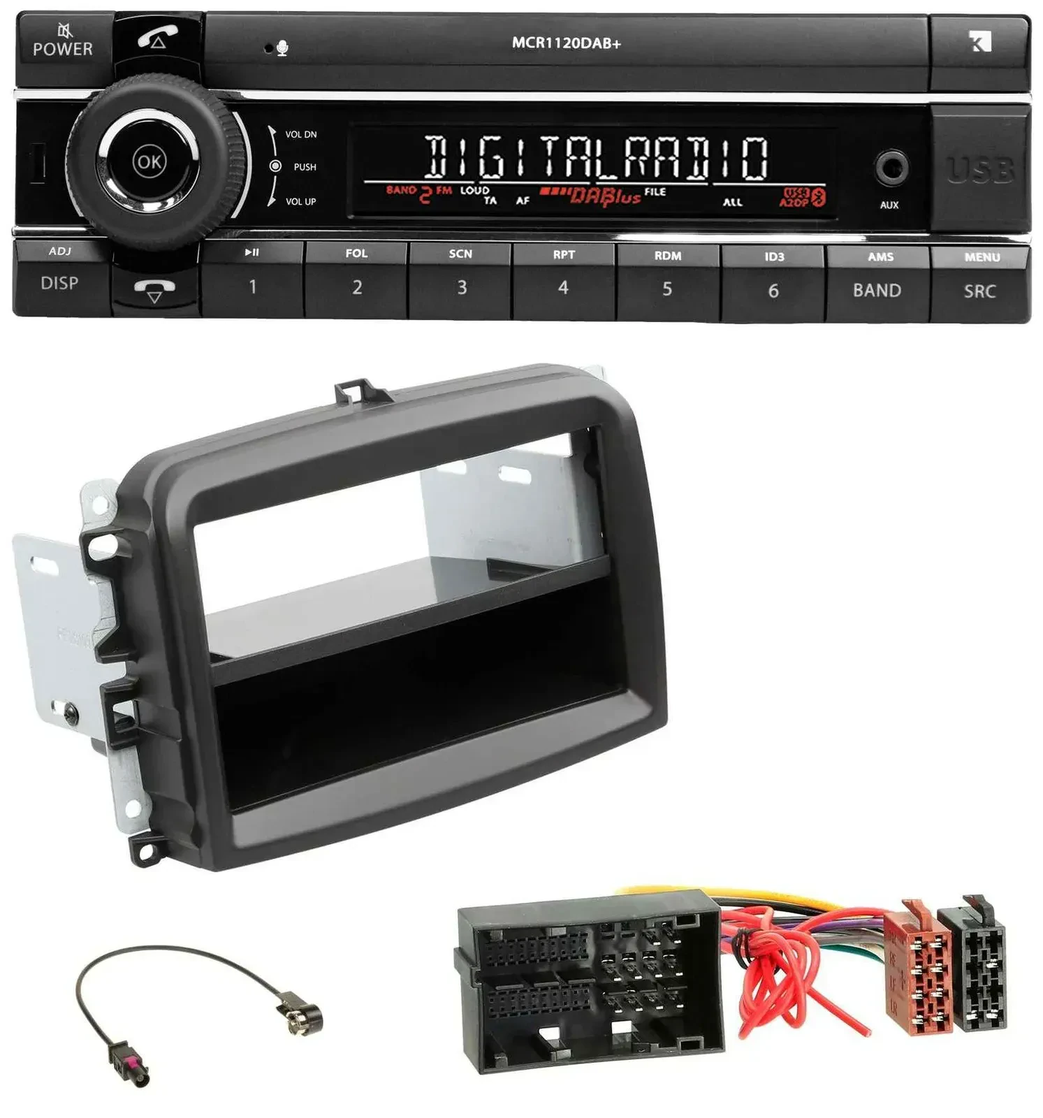 Kienzle Bluetooth MP3 USB DAB Autoradio für Fiat 500 L (ab 2012)