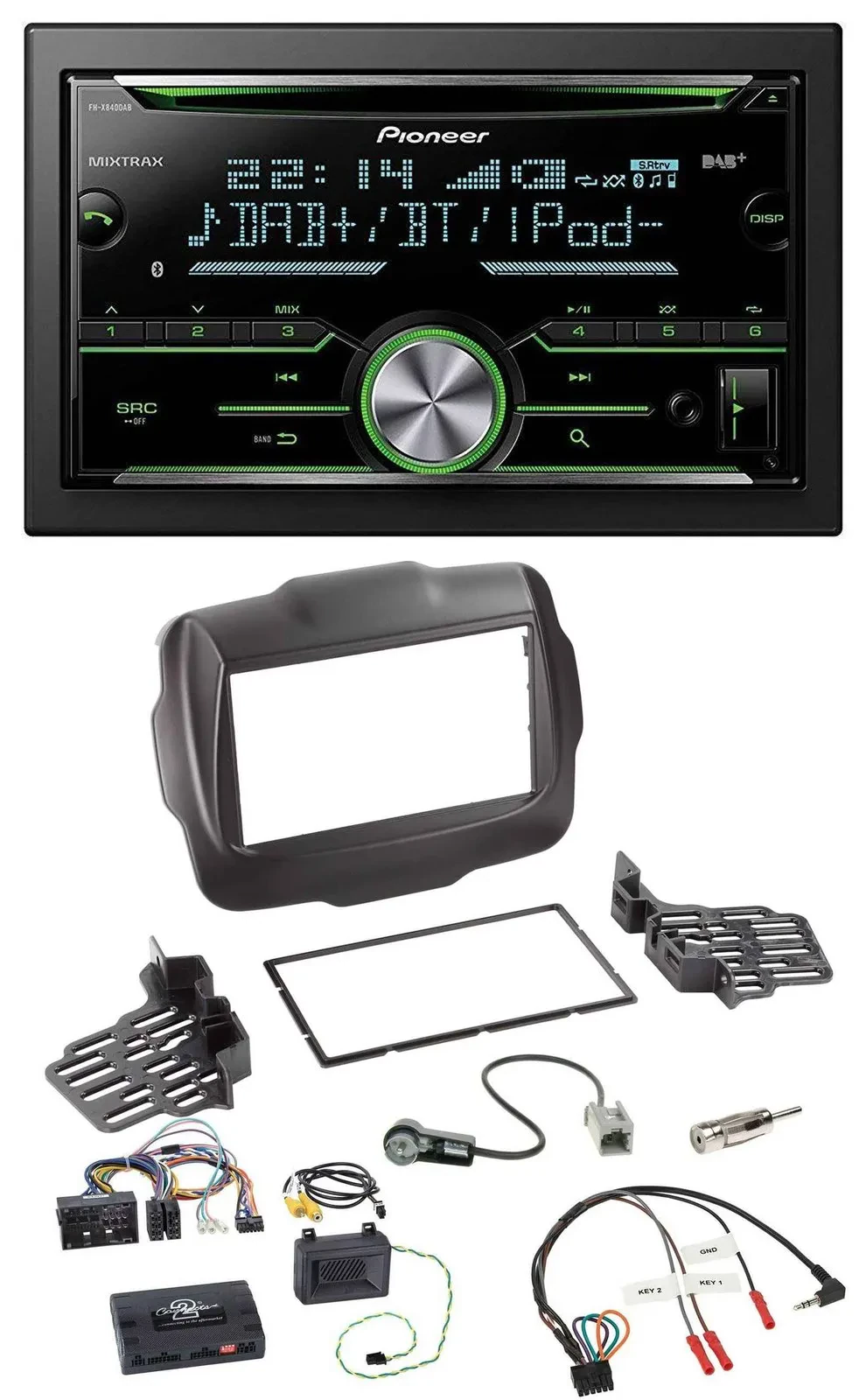Pioneer Bluetooth Lenkrad DAB 2DIN USB CD Autoradio für Jeep Renegade ab 2015
