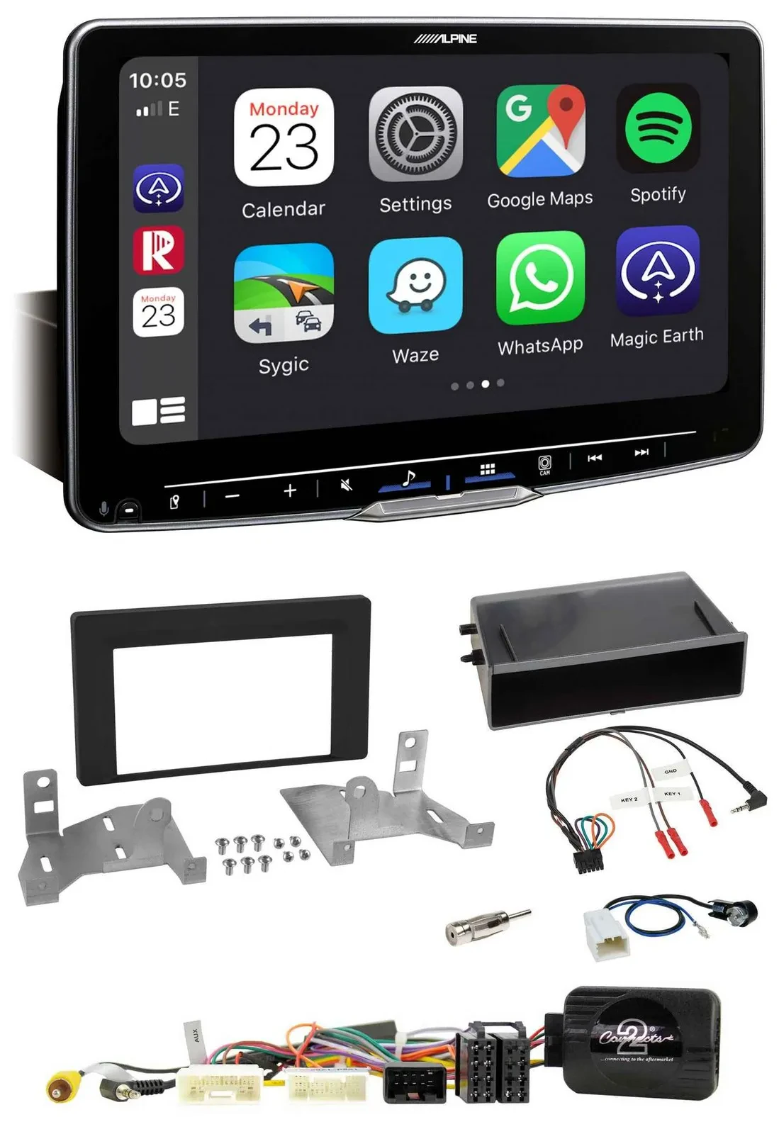 Автомагнитола для Toyota Aygo AB7 (с 2022) Alpine Bluetooth, USB, DAB, черный
