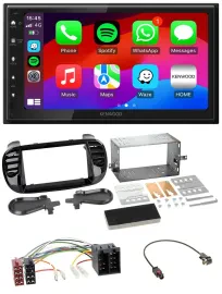 Kenwood MP3 USB DAB 2DIN Bluetooth Autoradio für Fiat 500 ab 12 ISO schwarz
