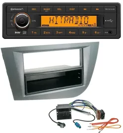 Автомагнитола Continental 1-DIN DAB MP3 AUX USB для Seat Leon (с 2005), темно-серый металлик