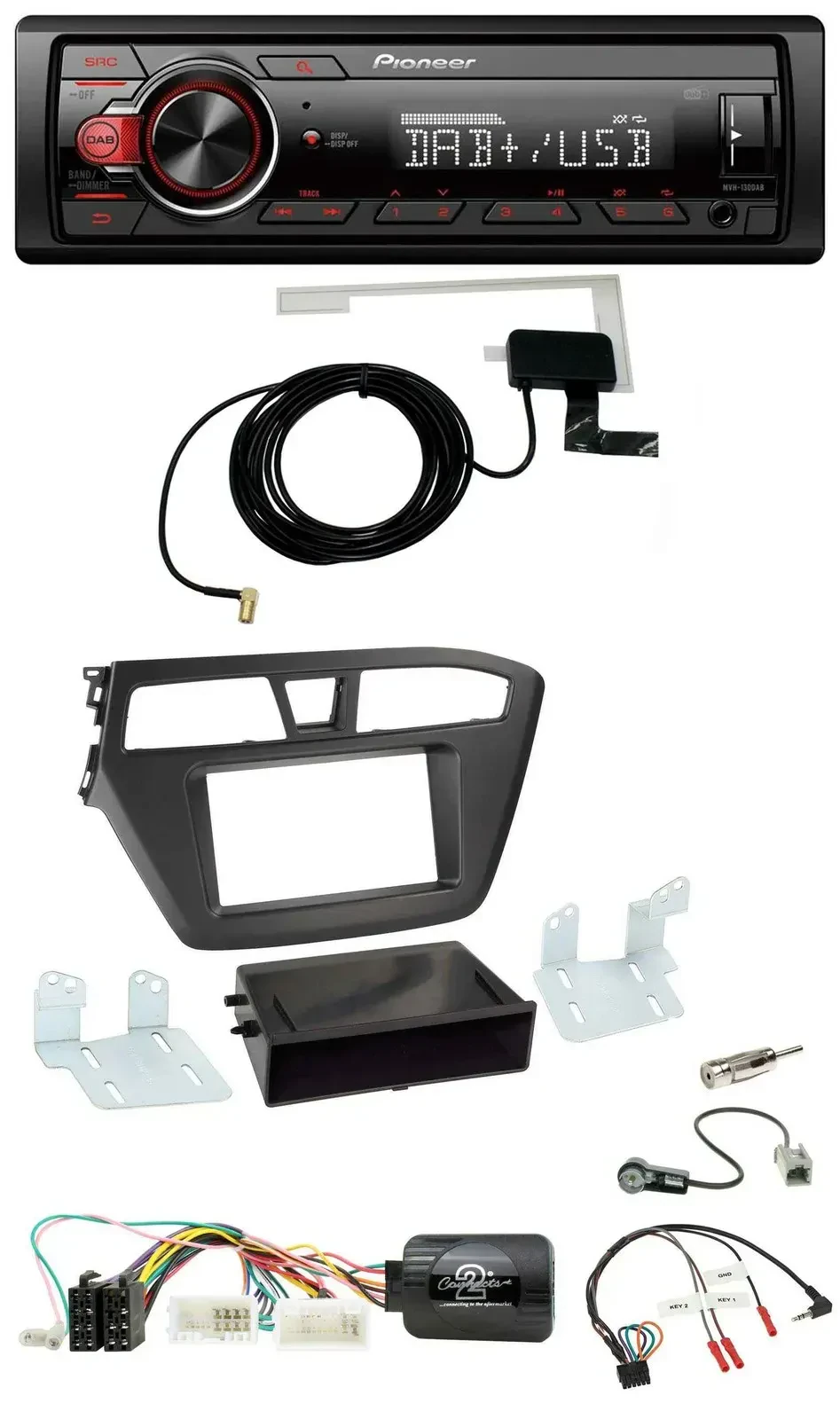 Автомагнитола Pioneer 1-DIN MP3 DAB USB для Hyundai i20 (с 2015) с поддержкой управления на руле