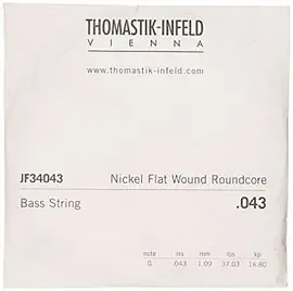 Струна для бас-гитары Thomastik JF34043, сталь никелированная, плоская оплетка, калибр 43