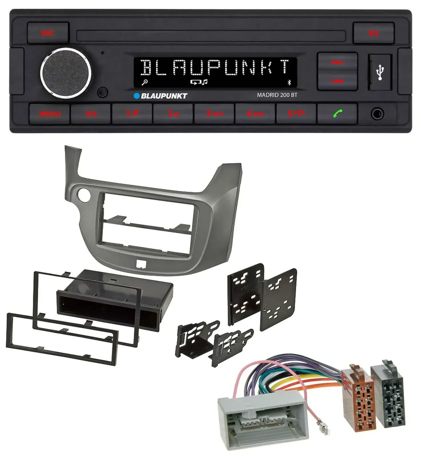 Blaupunkt USB AUX Bluetooth MP3 Autoradio für Honda Jazz (ab 2009) - silber