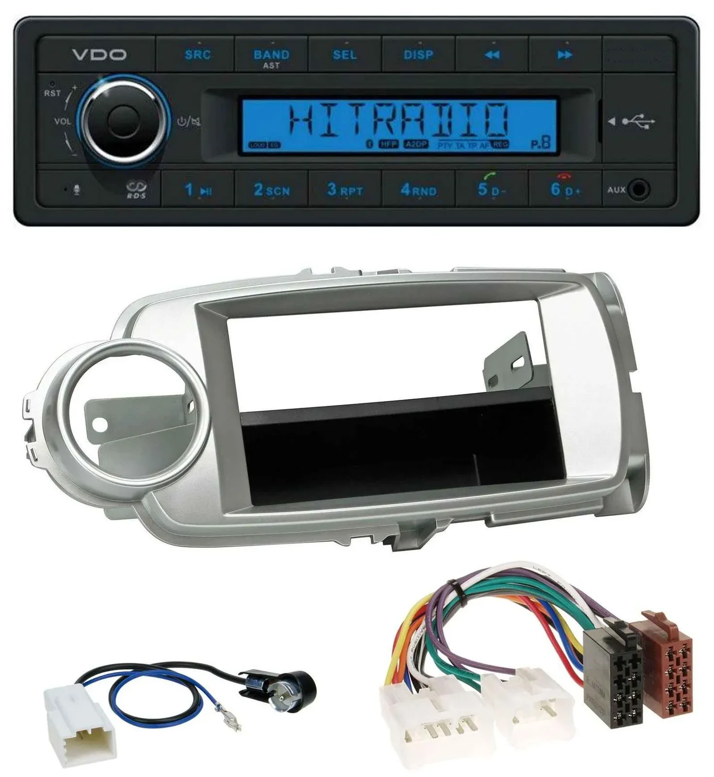 VDO AUX Bluetooth USB MP3 Autoradio für Toyota Yaris (11-14) - silber