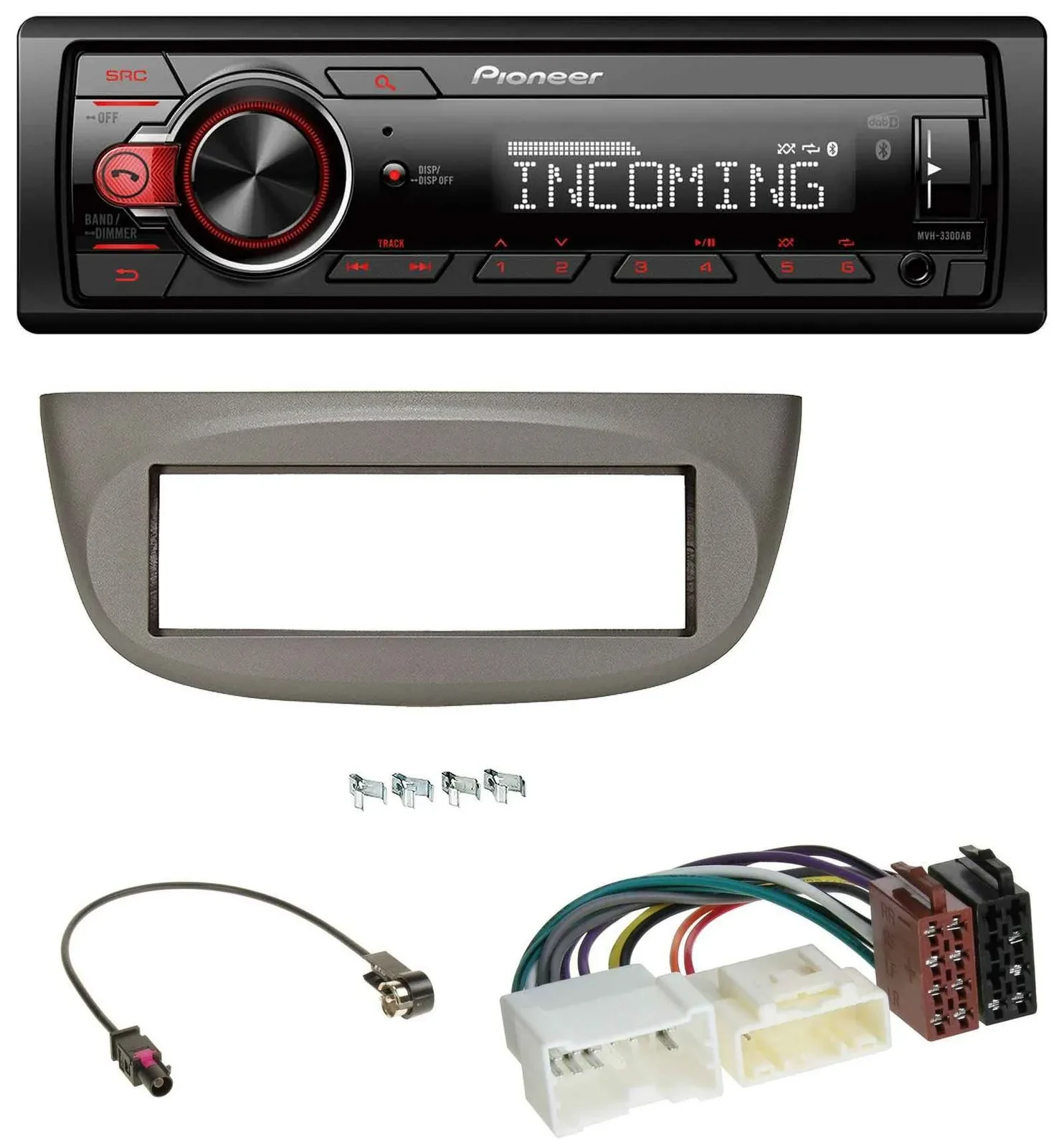 Pioneer Bluetooth USB DAB MP3 Autoradio für Renault Twingo ab 2012 beige-grau