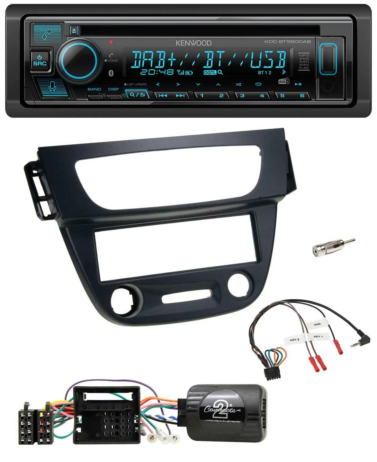 Kenwood Bluetooth DAB CD Lenkrad USB Autoradio für Renault Megane III 09-12 schw