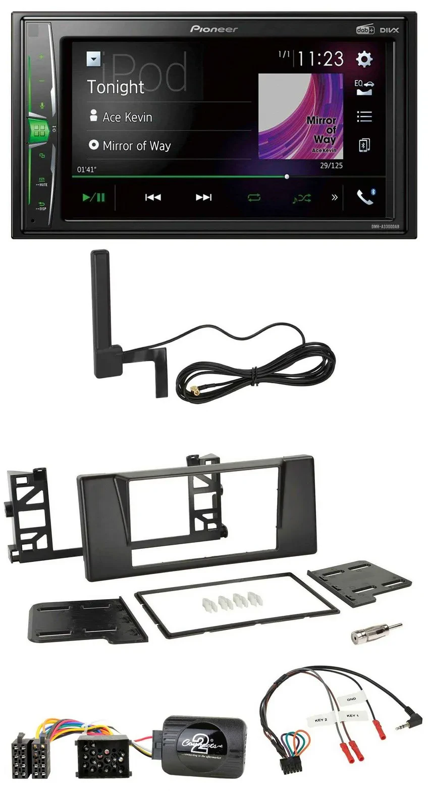 Автомагнитола Pioneer 2DIN DAB Bluetooth MP3 с поддержкой кнопок на руле для BMW 5 Series E39 1997–2001
