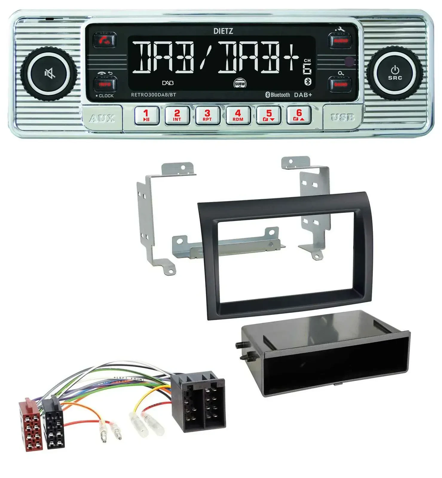 Dietz Bluetooth MP3 DAB USB Autoradio für Fiat Ducato (2006-2010) schwarz