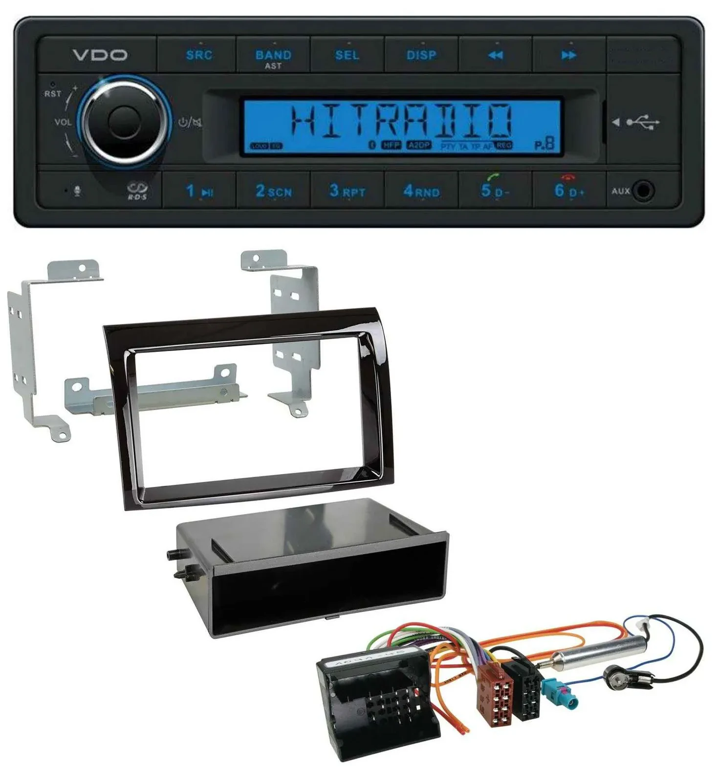 VDO AUX Bluetooth USB MP3 Autoradio für Citroen Jumper 06-11 Quadlock piano schw