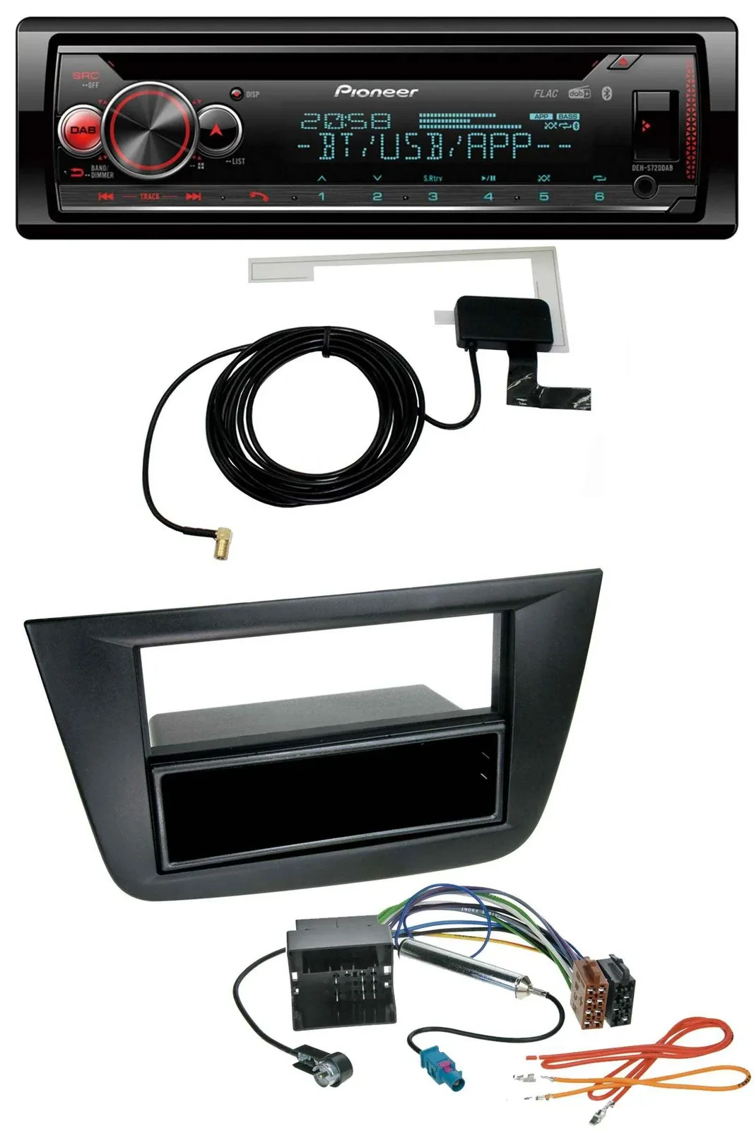 Автомагнитола Pioneer DAB CD MP3 USB Bluetooth черный для Seat Toledo/Altea (с 2005)