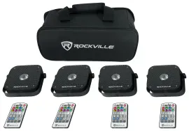 Светодиодный прибор Rockville 4 PACK MINI RF1 V2 Black с аксессуарами (4 штуки)