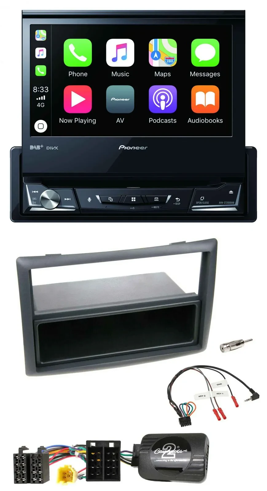 Pioneer DVD Bluetooth DAB USB Lenkrad Autoradio für Renault Megane 2007-2008 sch