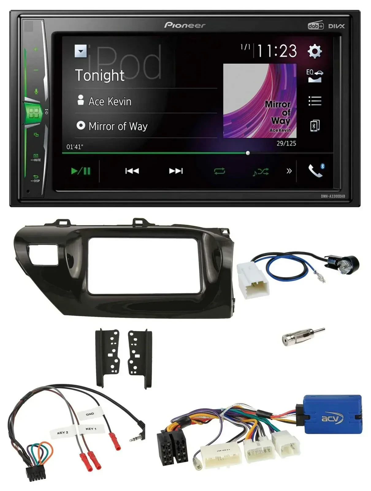 Автомагнитола Pioneer 2DIN DAB USB Bluetooth для Toyota Hilux 2015–2020 с управлением на руле