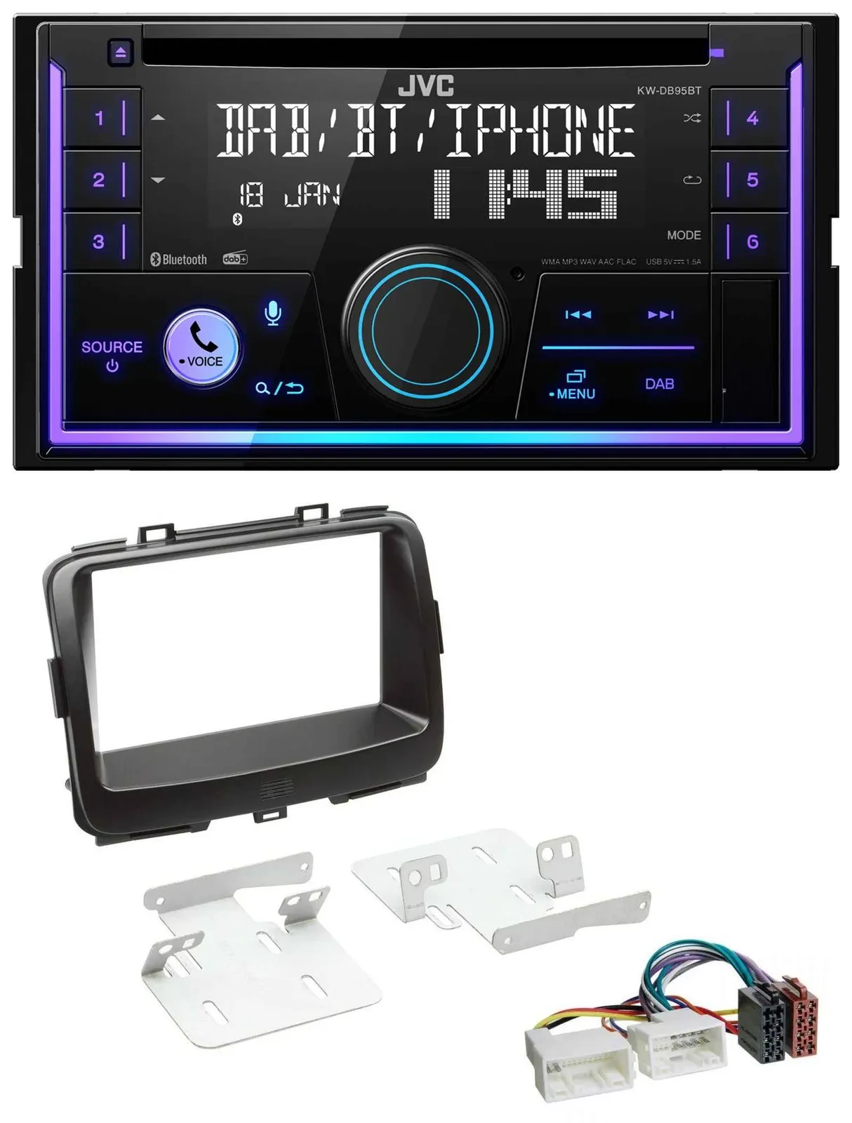 Автомагнитола для Kia Carens 4 (RP, с 2013) JVC 2DIN, CD, DAB, Bluetooth, USB, MP3