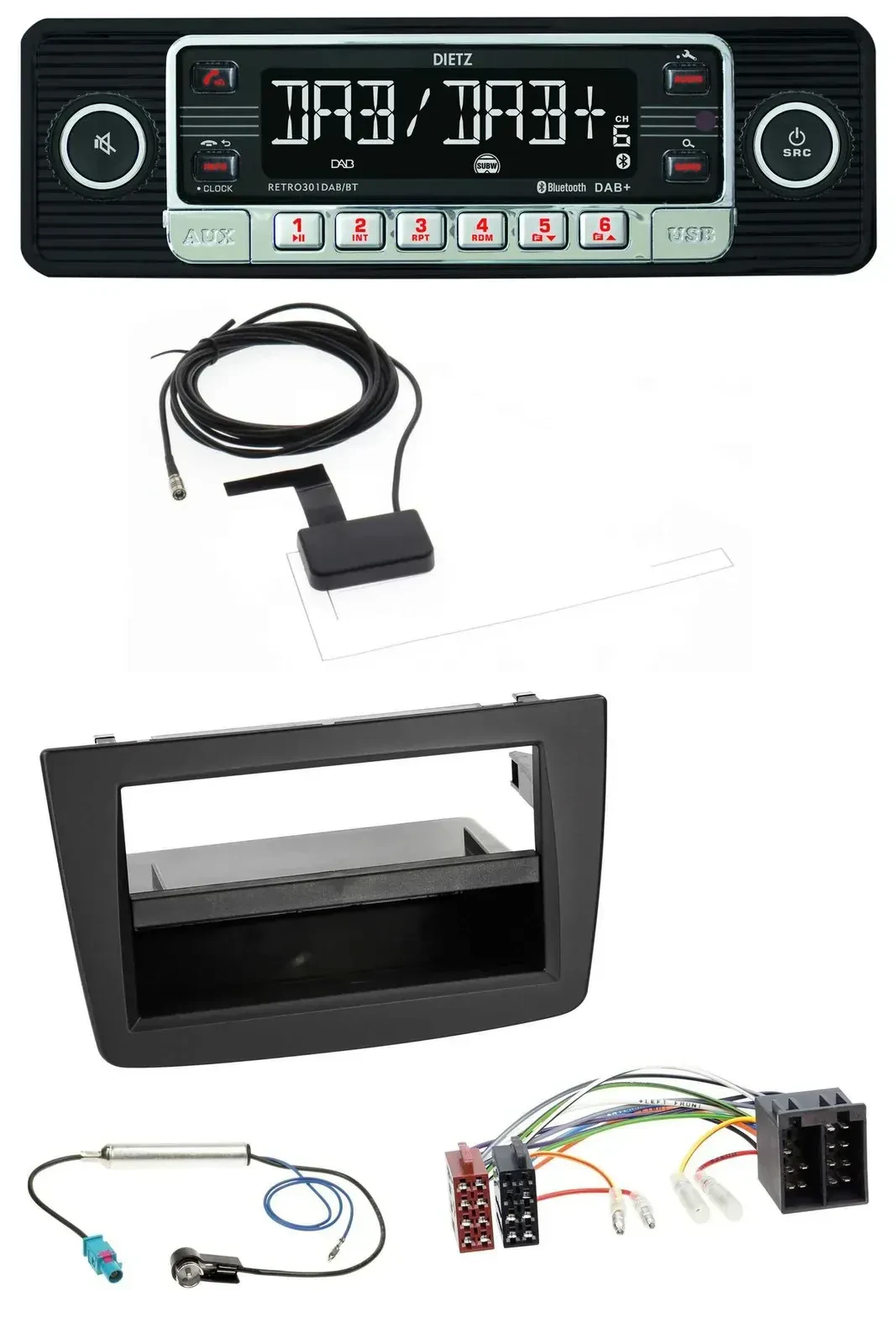 Dietz DAB Bluetooth USB MP3 Autoradio für Alfa Romeo Mito 955 08-14 ISO schwarz