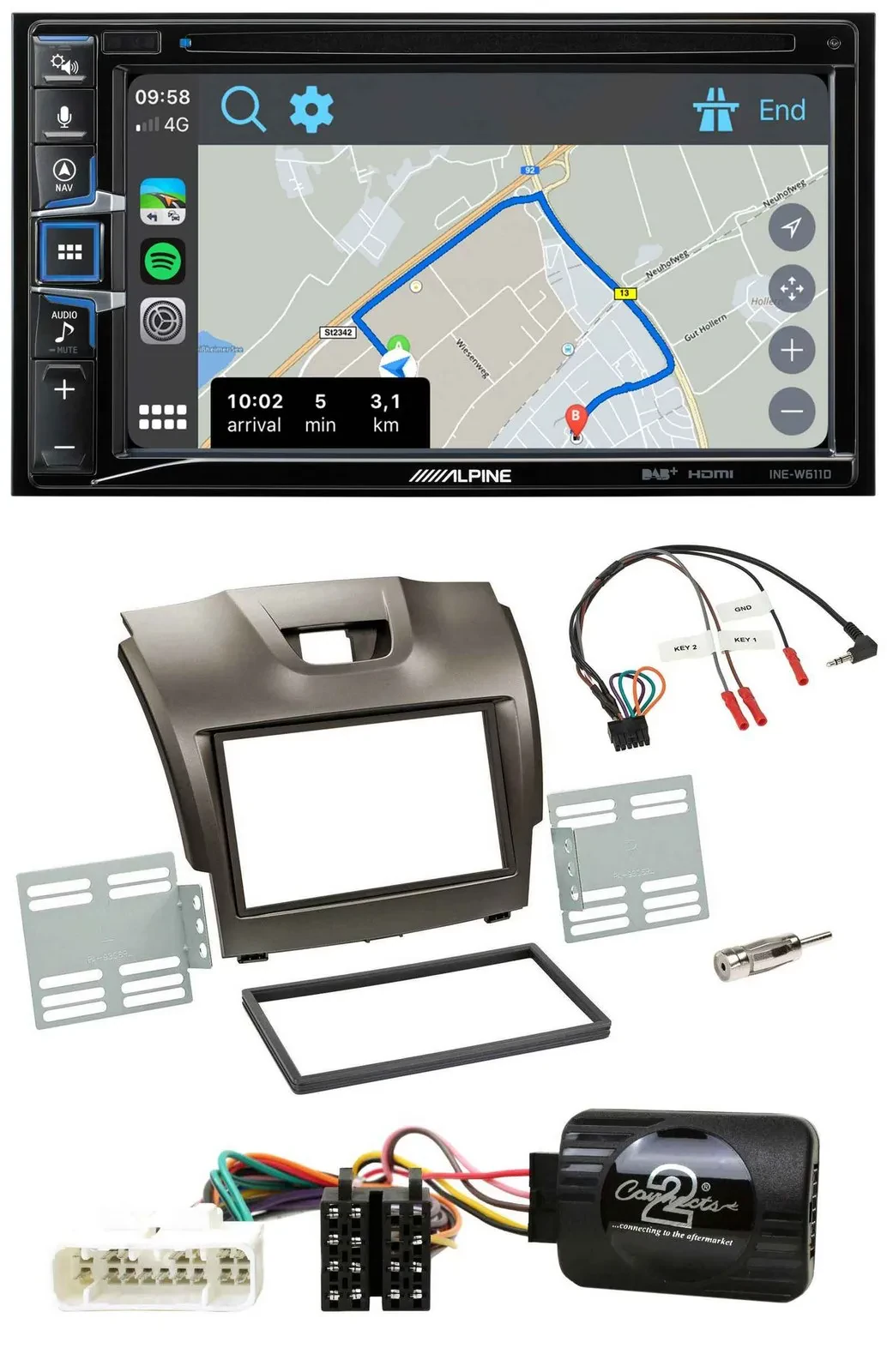 Alpine DAB TMC Bluetooth 2DIN USB Lenkrad Navigation für Isuzu D-Max ab 2012 gra