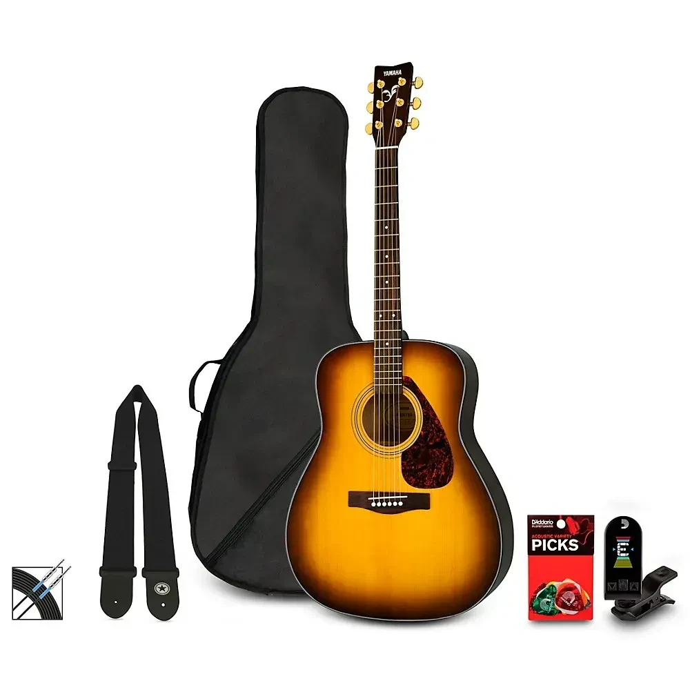 Акустическая гитара Yamaha F335, дредноут, табачный санбёрст (набор) с чехлом, тюнером, ремнем и медиаторами