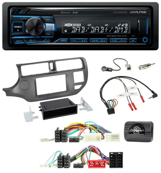 Alpine USB Bluetooth DAB Lenkrad Autoradio für Kia Rio UB 2011-2015 anthrazit