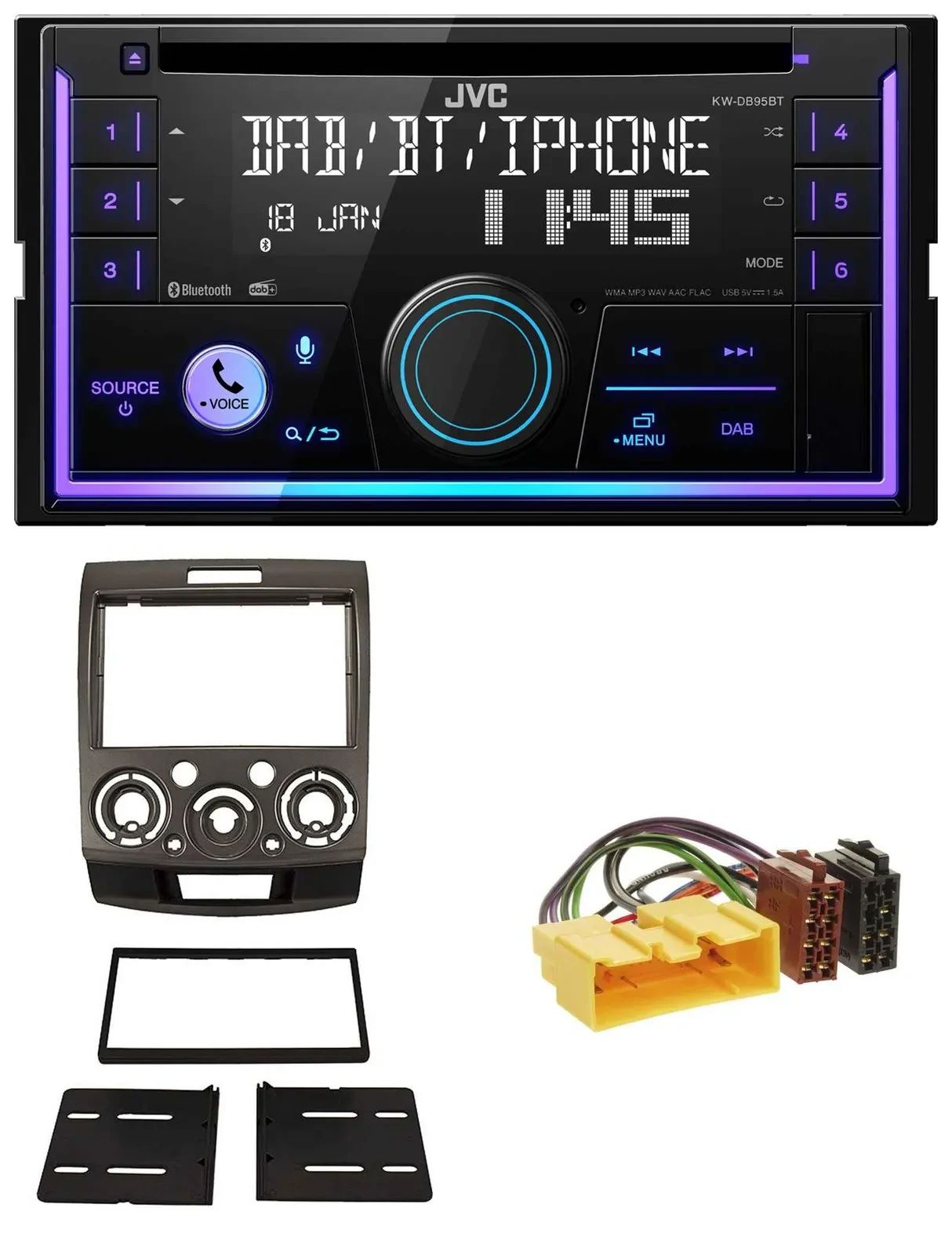 JVC MP3 USB 2DIN DAB Bluetooth CD Autoradio für Ford Ranger Mazda BT50 ab 06