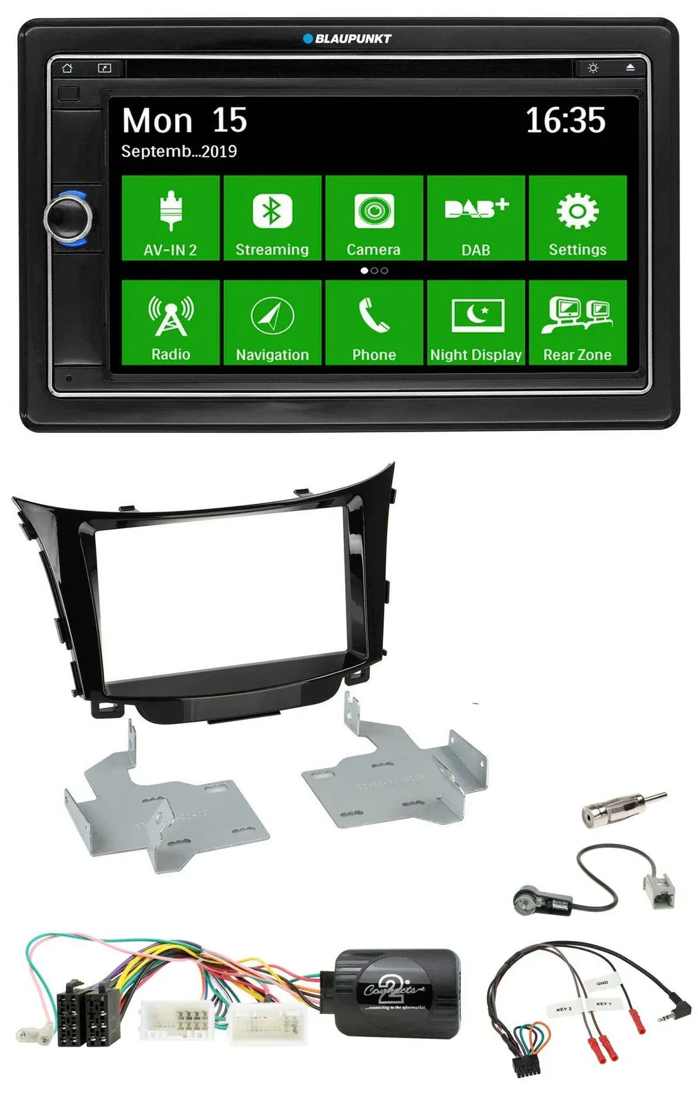 Blaupunkt Bluetooth 2DIN Lenkrad DAB USB TMC Navigation für Hyundai i30 2012-201