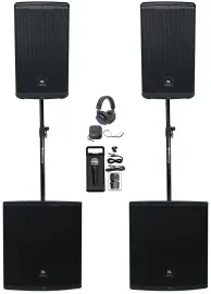2) JBL EON712 12" DJ PA Speakers+Bluetooth+2) EON718S Subwoofers+Mic+Headphones