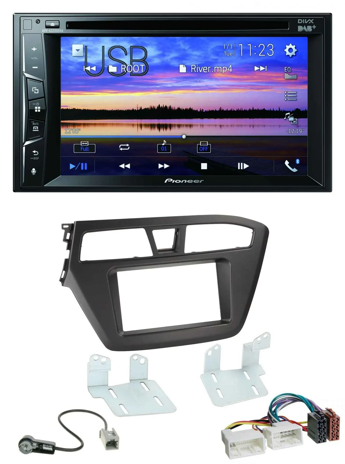 Pioneer Bluetooth 2DIN USB DVD DAB MP3 Autoradio für Hyundai i20 (2014-2020)