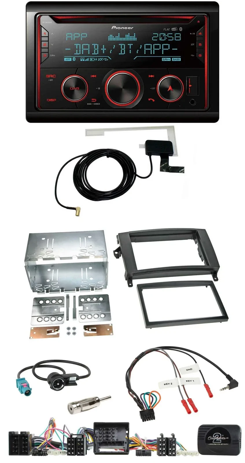 Автомагнитола Pioneer 2DIN, DAB, USB, CD, Bluetooth для Mercedes A-/B-Class W16