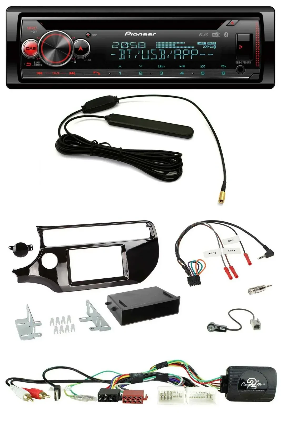 Автомагнитола Pioneer USB DAB Bluetooth CD для Kia Rio UB (с 03/2015), совместима с кнопками на руле