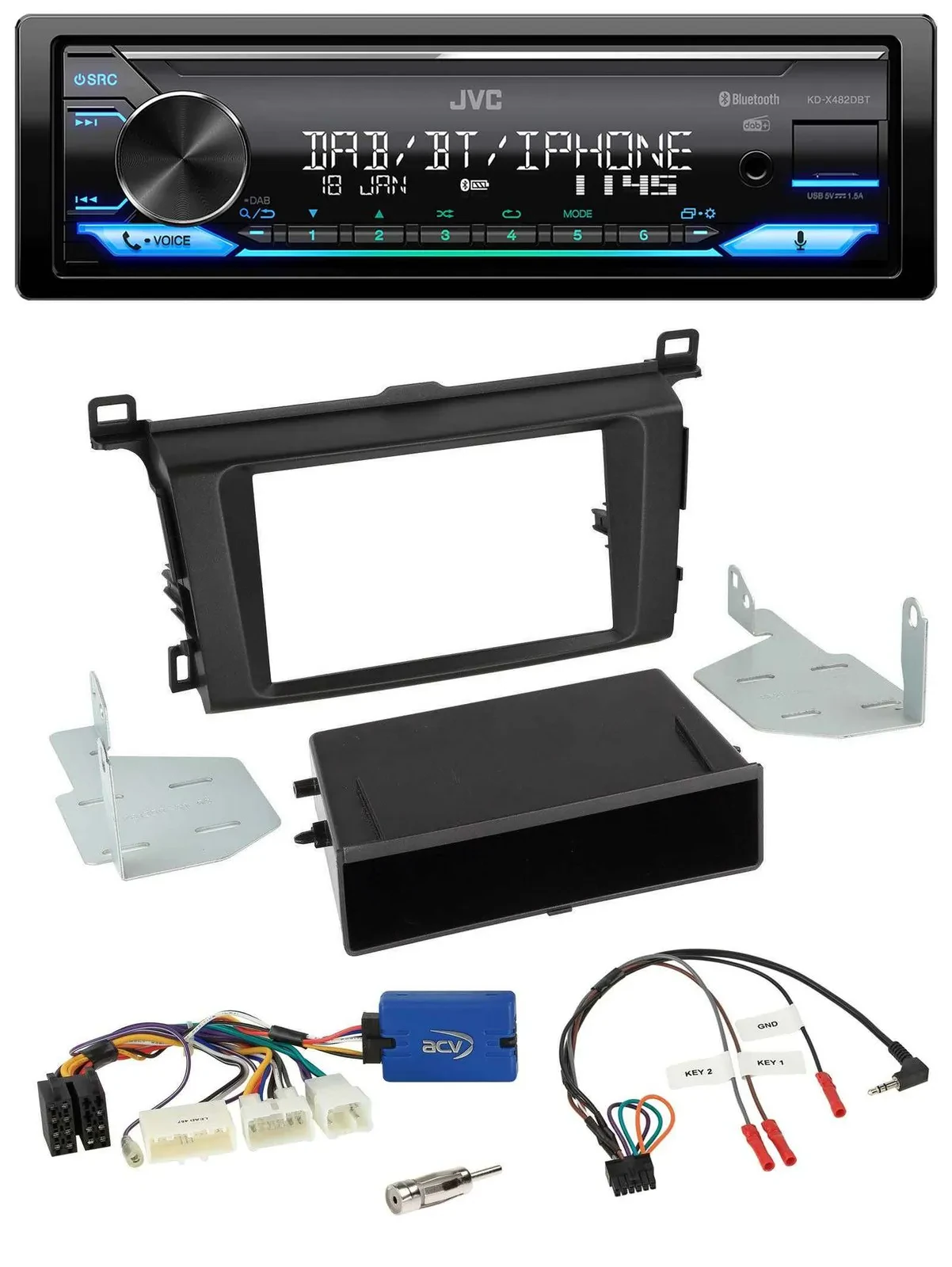 JVC Bluetooth DAB USB Lenkrad Autoradio für Toyota RAV-4 ab 2013