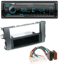 Автомагнитола для Toyota Auris 2007–2012 Kenwood Bluetooth, MP3, DAB, USB, антрацитово-серый