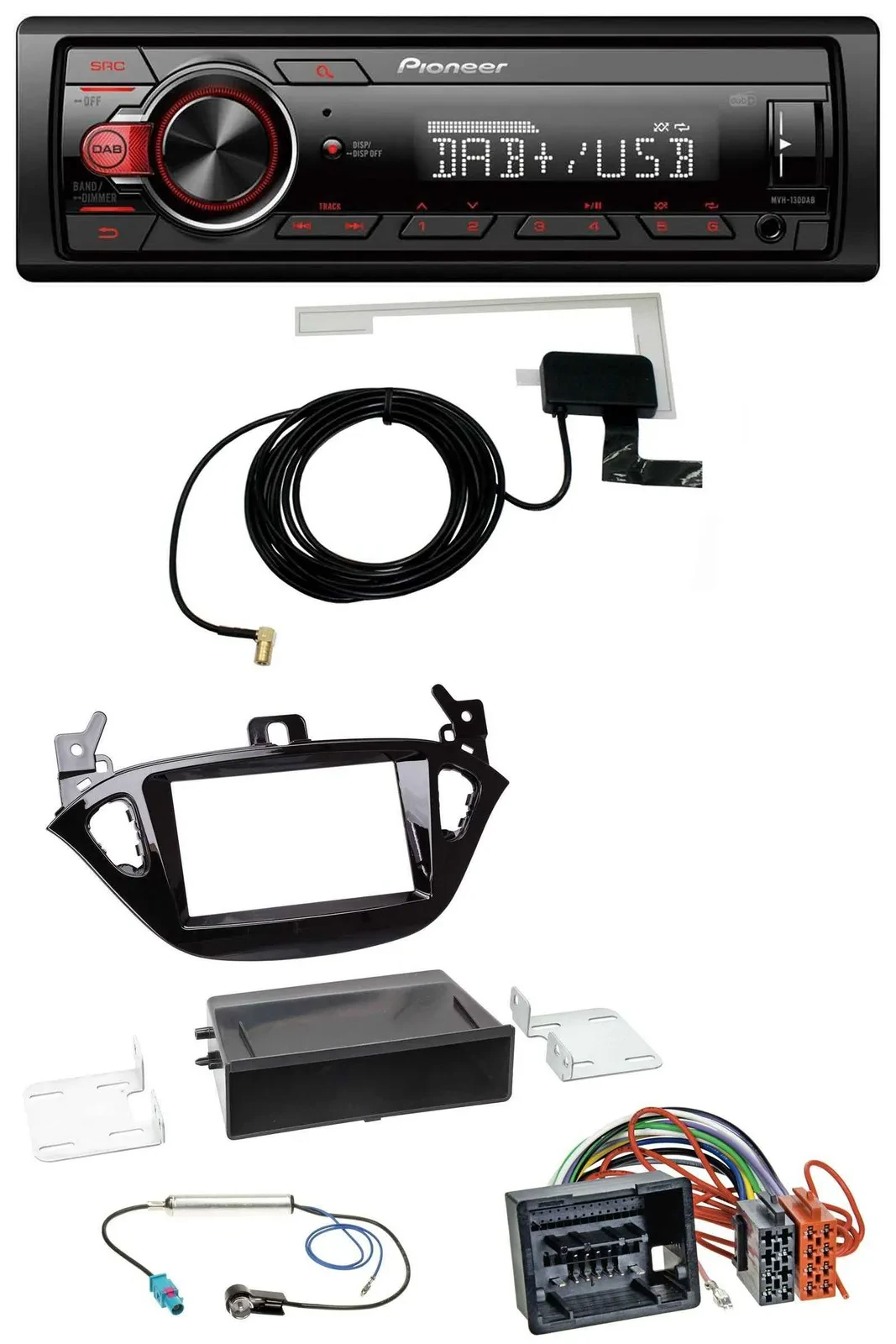 Pioneer 1DIN MP3 DAB USB AUX Autoradio für Opel Adam ab 13 Corsa E ab 15 Ablage