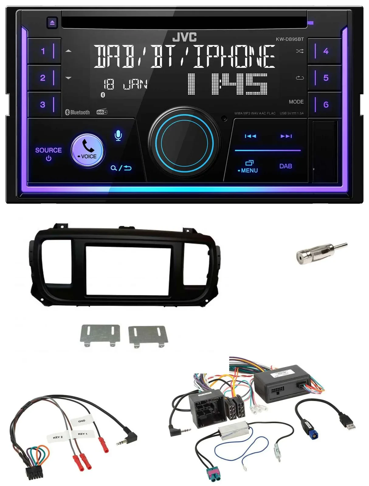 Автомагнитола для Citroen Jumpy/Spacetourer JVC 2DIN DAB Bluetooth CD USB