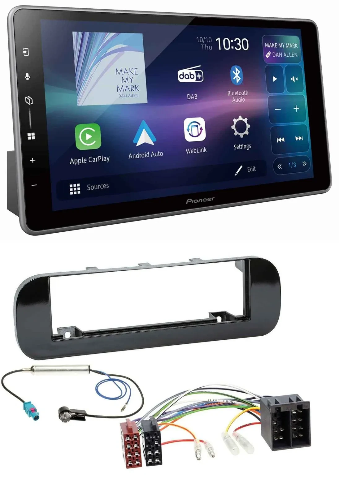 Pioneer Bluetooth USB DAB MP3 Autoradio für Fiat Panda (ab 2012) - glänzend