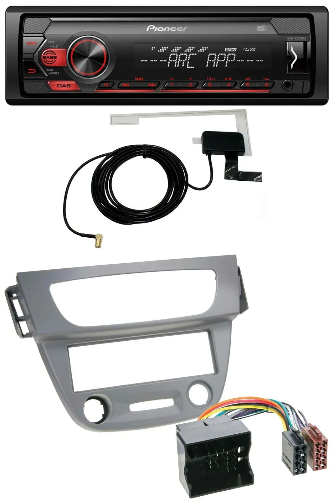 Автомагнитола для Renault Megane 3 Pioneer 1DIN USB DAB MP3 AUX Quadlock (2009–2014), серый
