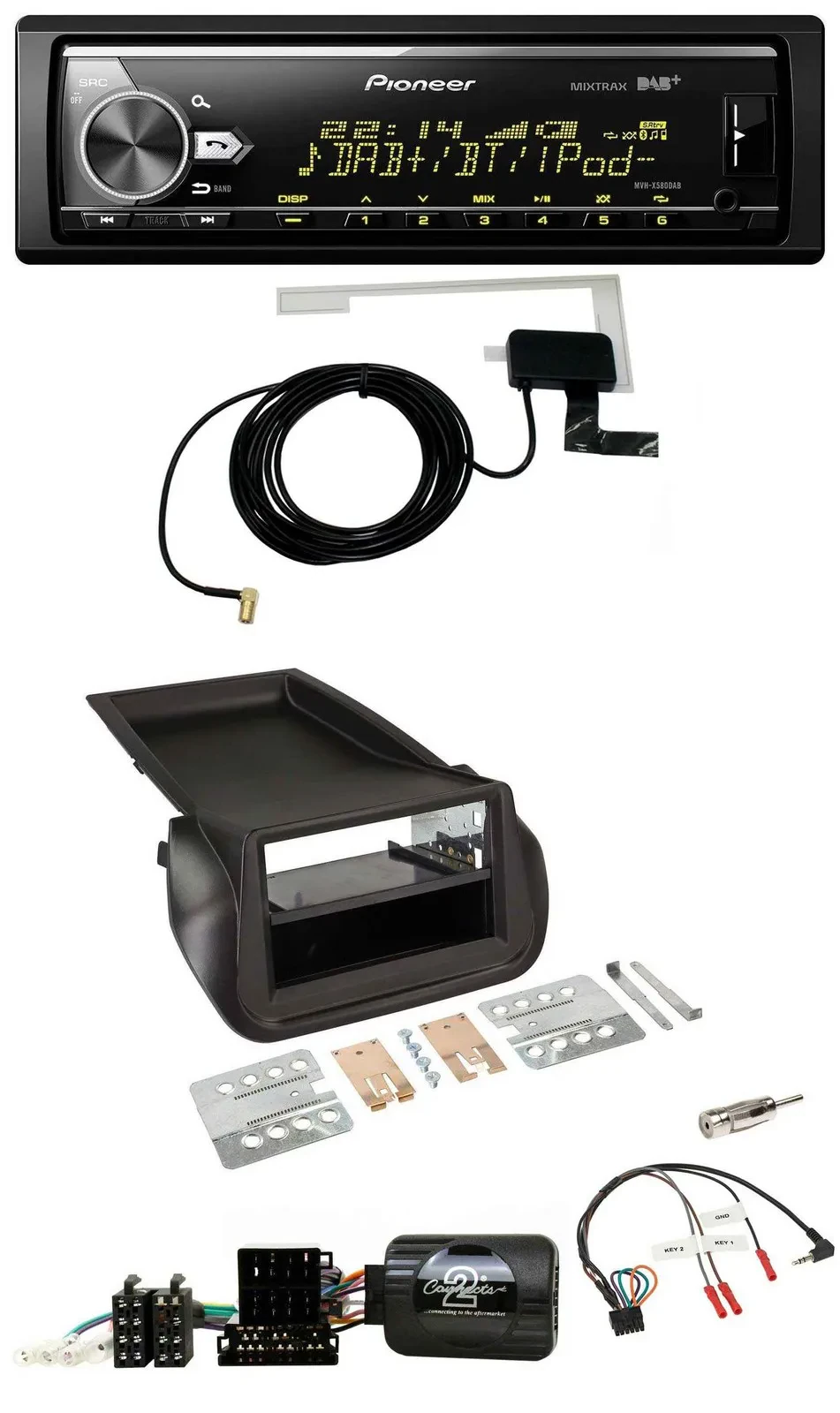 Pioneer Bluetooth DAB USB Lenkrad Autoradio für FIAT Fiorino ab 2008