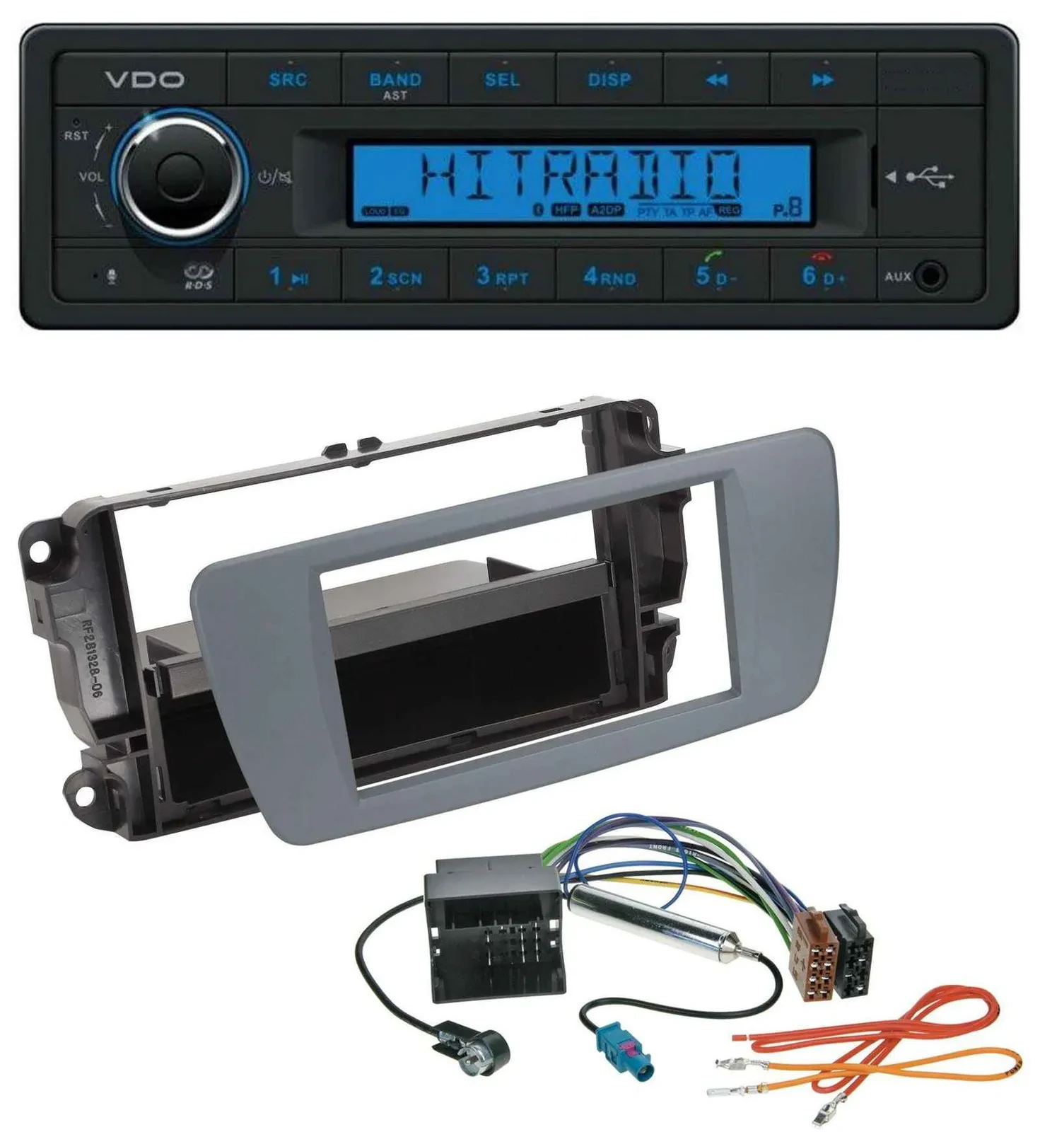 VDO AUX Bluetooth USB MP3 Autoradio für Seat Ibiza (ab 08) conemaragrau