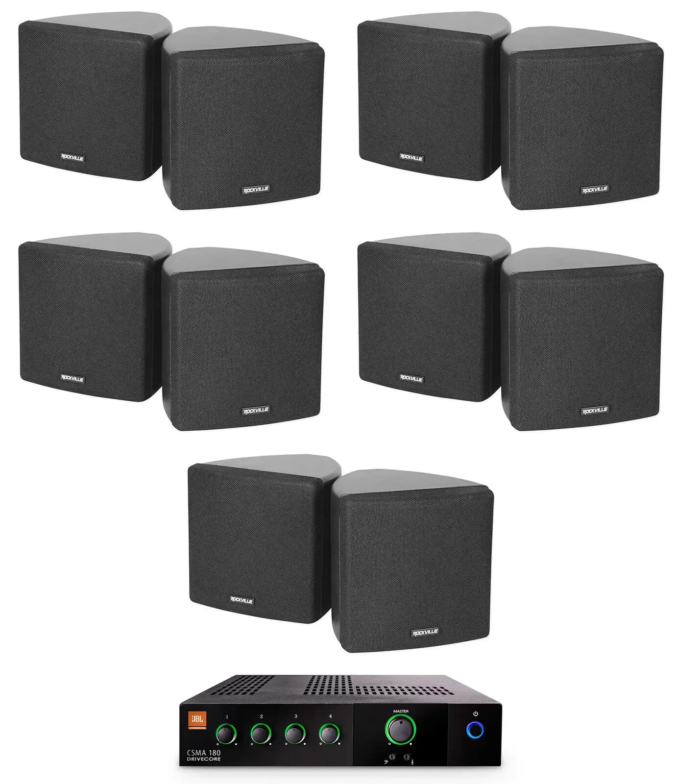 Настенная акустика JBL Cube 70v Black с усилителем (10 штук)